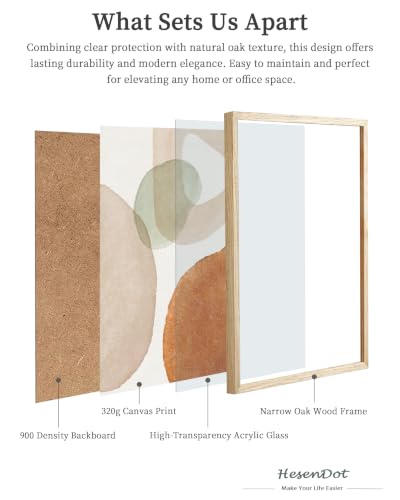 HesenDot Natural OAK Wood Neutral Abstract Framed Wall Art,12x16in - color: Abstract Shape