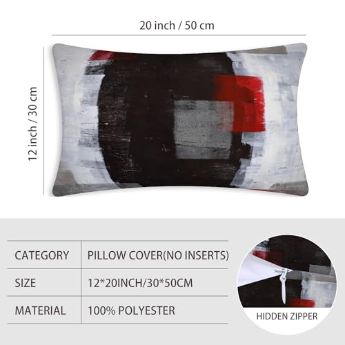 Throw Pillow Covers for Couch, 20x12 Inch, Set of 2, Grey Red - color: Red and Grey, size: 20" x 12" (Pack of 2)