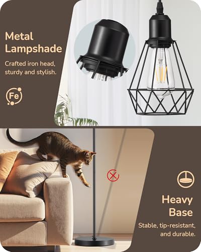 EDISHINE 70IN Farmhouse Floor Lamps for Living Room, Black Dimmable - color: Black