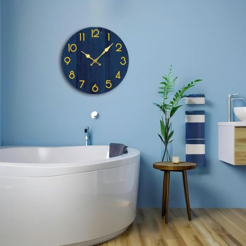Blue Small Wall Clocks Battery Operated, 8 Inch Silent Wall Clock - size: 8 Inch