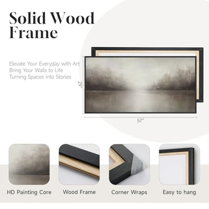 Extra Large Framed Abstract Landscape Wall Art for Living Room, 60x30 Inch - color: Brown, size: 60"L x 30"W