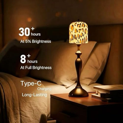 Cheetah Lamp Cordless Table Lamp, Cheetah Print Ceramic Shade