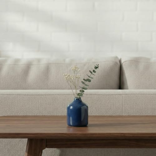 Sunddo Blue Ceramic Vase, 4 Inch - color: Dark Blue, size: 4 inch