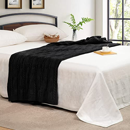 Aormenzy Black Knit Throw Blanket, 50" x 60" - color: Black, size: 50" x 60"