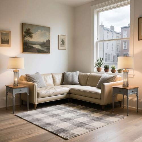 RORIA Farmhouse Table Lamps Set of 2 for Living Room with 2 USB Ports - color: Earthy Gray