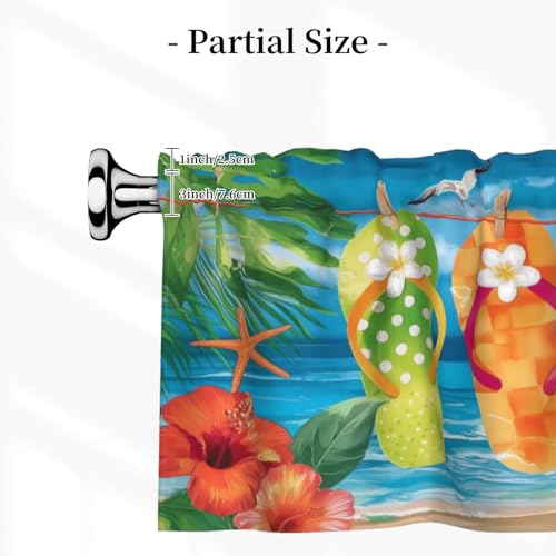 Beach Curtain Valance 54x18 Inches Window Treatment Rod Pocket Valance for Kitchen Bathroom Bedroom - color: Beach