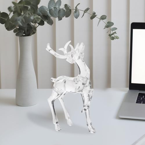HOMSFOU 2pcs Tabletop Reindeer Decor Christmas Elk Figurines for Holiday Party for Home and Office Decoration Unique Window Display Deer Statues (Pack of 2) - size: 18.50X12.00X4.00CM (Pack of 2)