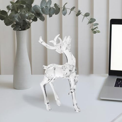 HOMSFOU 2pcs Tabletop Reindeer Decor Christmas Elk Figurines for Holiday Party for Home and Office Decoration Unique Window Display Deer Statues (Pack of 2) - size: 18.50X12.00X4.00CM (Pack of 2)