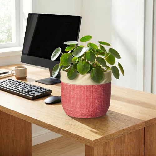 Ceramic Pots for Plants, 8 Inch Planter, Round Plant Pot, Red - color: Red, size: 8 Inch