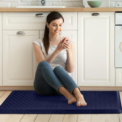 HappyTrends Kitchen Floor Mat - 4/5 Inch Thick Anti-Fatigue Kitchen Rug - color: Blue, size: 54"L x 22"W x 0.8"Th