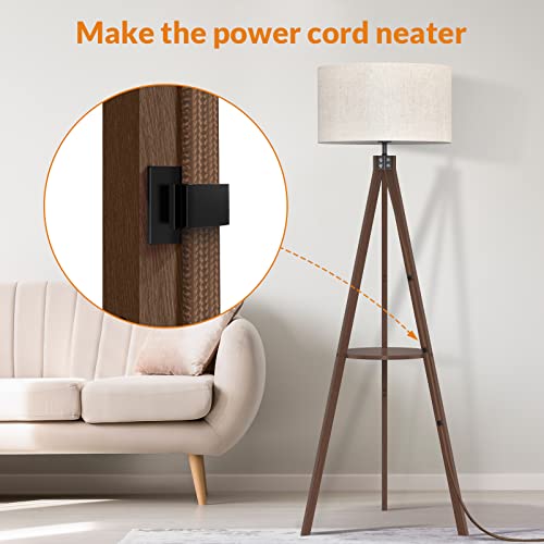 LEPOWER Shelf Floor Lamp Tripod Mid Century Modern Lamps for Living Room - color: Dark Brown Holder