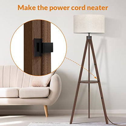 LEPOWER Shelf Floor Lamp Tripod Mid Century Modern Lamps for Living Room - color: Dark Brown Holder