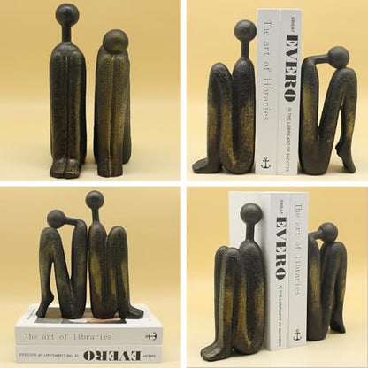 Lukitas Thinker Decorative Bookends, Non-Slip Book Holder, Resin 9'' - color: Bronze Colour