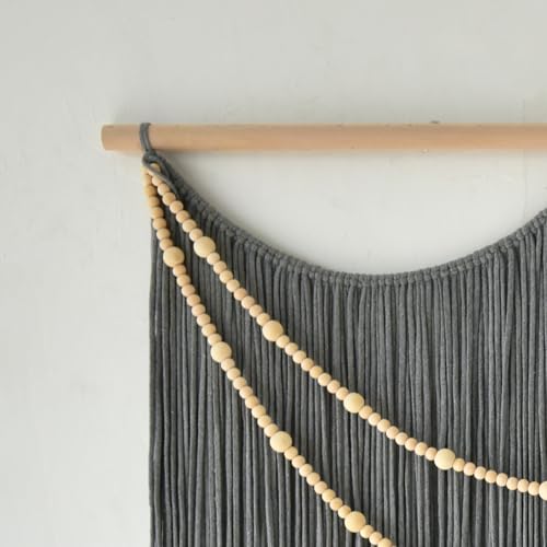Large Macrame Wall Hanging Grey Boho Wall Art Beaded Decor 57"W*39"L - color: Gray1