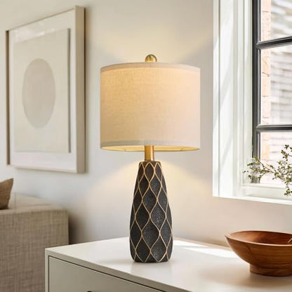 Small Table Lamps Set of 2 for Living Room, 20.25" Black Bedside Boho Lamps - color: Black, size: Small - 20.75''