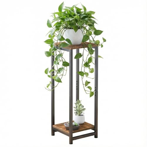 2-Tier Tall Plant Stand Indoor, Small Square Side Table for Home - size: 2-Tier