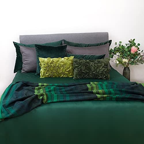 KINGROSE Velvet 3D Flower Lumbar Throw Pillow Cover, Green, 12 x 20 Inches - color: Green - Velvet