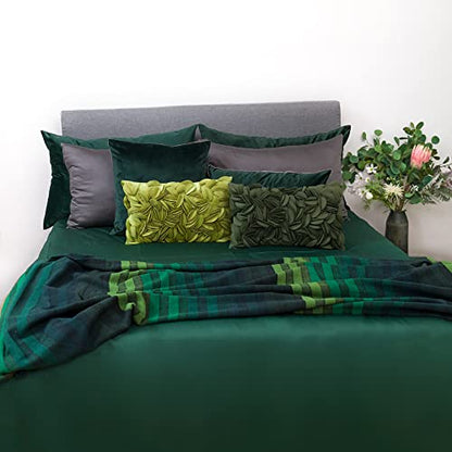 KINGROSE Velvet 3D Flower Lumbar Throw Pillow Cover, Green, 12 x 20 Inches - color: Green - Velvet