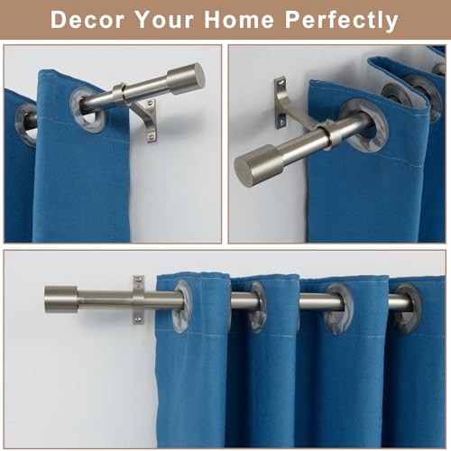 Heavy Duty Curtain Rods Extra Long 144 to 240 Inch, Single Drapery Rods with Cap Finials, 1-Inch Window Treatment Curtain Rod Telescoping, Brushed Nickel - color: Brushed Nickel, size: 144-240"