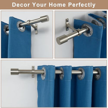 Heavy Duty Curtain Rods Extra Long 144 to 240 Inch, Single Drapery Rods with Cap Finials, 1-Inch Window Treatment Curtain Rod Telescoping, Brushed Nickel - color: Brushed Nickel, size: 144-240"