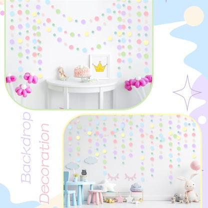 Outus 5 Pieces Dot Garland Banner Hanging, Pastel - color: Pastel