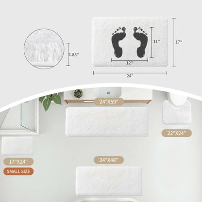 Disolla White Bathroom Rugs 17x24, Microfiber Non-Slip Plush Small Bath Mat - color: White, size: 1'5" x 2' (17''x24'' Mini Bathroom Rug)