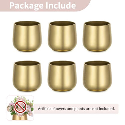 NUPTIO Gold Compote Vases Centerpiece, 4" Small Planter, 6 Pcs - color: Style 1#, size: 3.9in Tall-6pcs