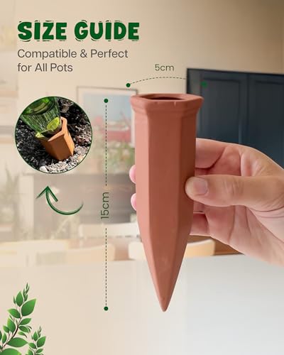 Plant Watering Devices, Self Watering Spikes, Self Watering Planter Insert, Terracotta Watering Spikes, Plant Watering Spikes, Vacation Plant Watering Devices, Water Plants While Away - color: Terracotta - 10 Pcs (Pack of 1)