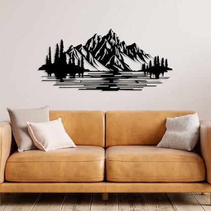 DecoSoul Mountain Forest Metal Wall Decor, Nature and Trees Wall Art, Metal Outdoor Wildlife Lover Gift, Farmhouse Yard Wall Decor, Fireplace Wall Sculptures, Housewarming Gift - style: Mountain & Nature