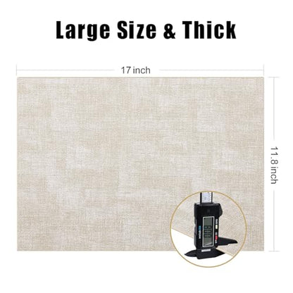 Homaxy PU Faux Leather Placemats for Dining Table, Set of 6, Beige - color: Beige
