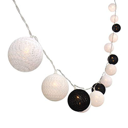 3M/10Ft 30 Black White Ball LED Battery Operated String Fairy Light - color: Black White