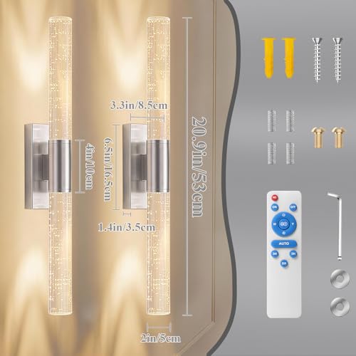 camuucci Battery Operated Wall Sconces Set of 2, Rechargeable Wall Lights - color: Silver, size: 20.9 Inches