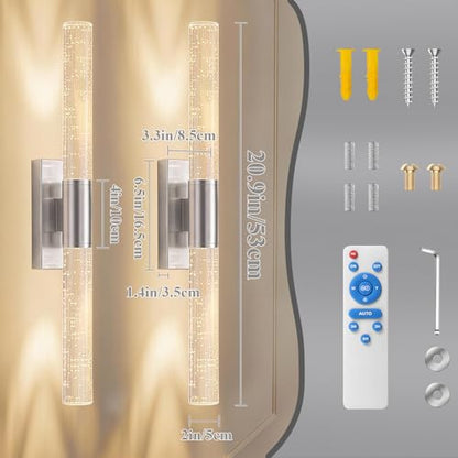 camuucci Battery Operated Wall Sconces Set of 2, Rechargeable Wall Lights - color: Silver, size: 20.9 Inches