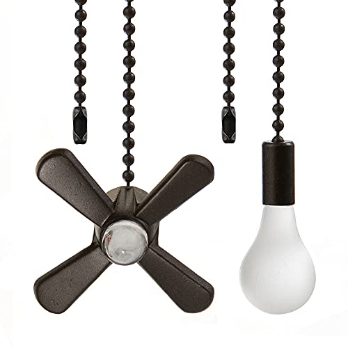 Ceiling Fan Pull Chain Extension Ornaments Chains with Decorative Light Bulb and Cord 13.6 Inches Bronze Fan Pull Chain Set for Ceiling Light Lamp Chain - color: Black
