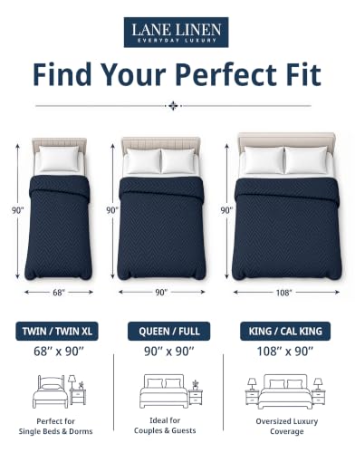 LANE LINEN Soft Blanket Queen, 350 GSM 100% Cotton Medium Weight - color: 06: Navy, size: Queen
