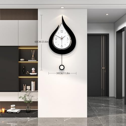 Decorative Modern Silent Pendulum Wall Clock for Living Room Decor - size: 12*24INCH