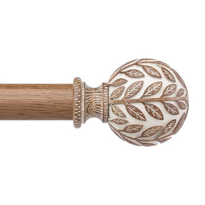 Curtain Rod 36-91 Inch, Boho Wood 1 Inch Curtain Rods for Windows - color: White Wood, size: 36''-91'' (1 Pack)