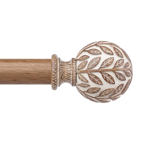 Curtain Rod 36-91 Inch, Boho Wood 1 Inch Curtain Rods for Windows - color: White Wood, size: 36''-91'' (1 Pack)