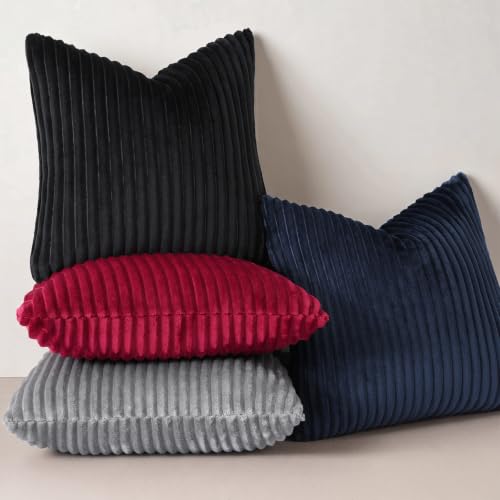 Simmore Fall Soft Burgundy Flannel Throw Pillow Covers 16X16 Set of 2 - color: Burgundy, size: 16" x 16" (Pack of 2)