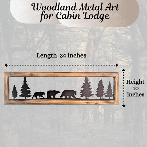 BestGiftEver Rustic Wood Frame Bear Wall Art, 34" Long