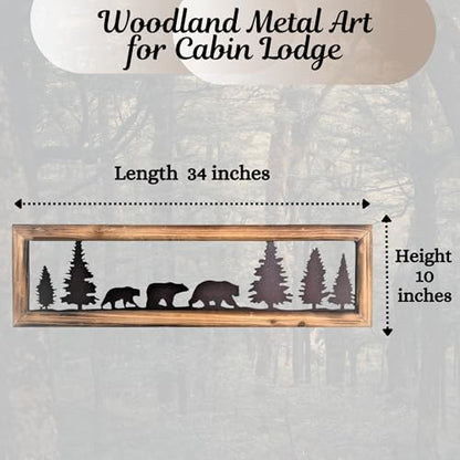 BestGiftEver Rustic Wood Frame Bear Wall Art, 34" Long