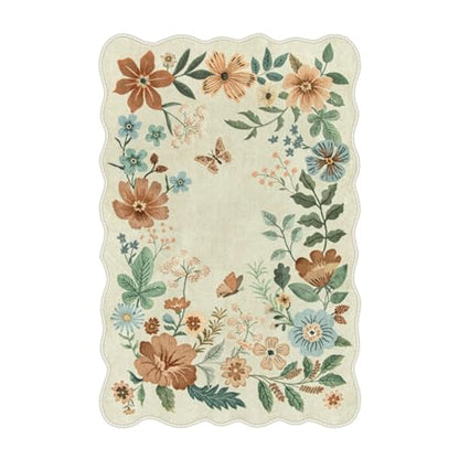Lahome Floral Small Rug, 2X3 Kitchen Rugs Non Slip Washable Rug Ultra-Thin - color: Beige, size: 2' x 3'(Rectangular)