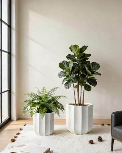 10 Inch Ceramic Plant Pot for Indoor Plants with Drainage Hole - color: White 10"