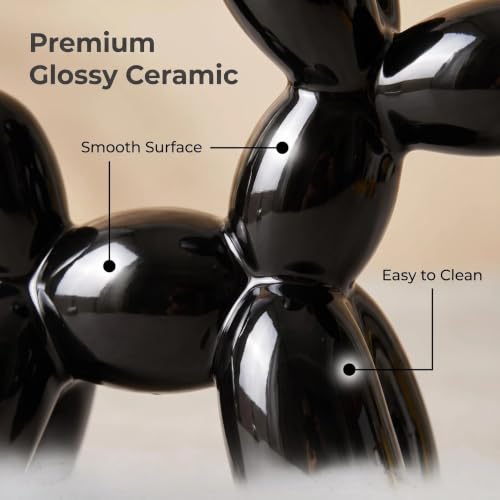 Ceramic Balloon Dog Statue 4.3" Art Decor Sculpture (Black) - color: Black