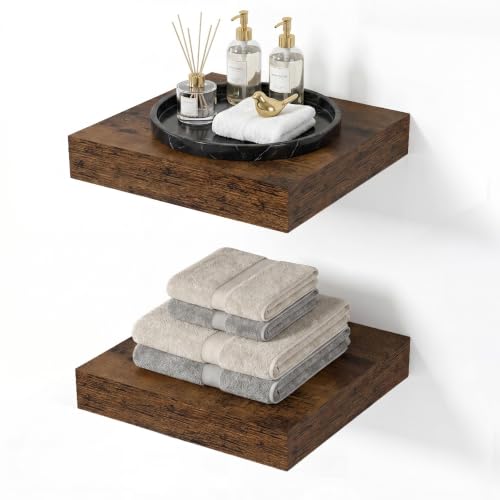 Floating Shelves for Wall, 6.5 Inch Wall Mounted Storage and Display for Living Room, Bedroom, Kitchen, Bathroom Set of 2 Rustic Brown - color: Retro Brown, size: 6.5 Inch