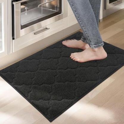 COSY HOMEER Kitchen Rugs Non Slip Washable 20"x32",Black - color: Black, size: 20"X 32"