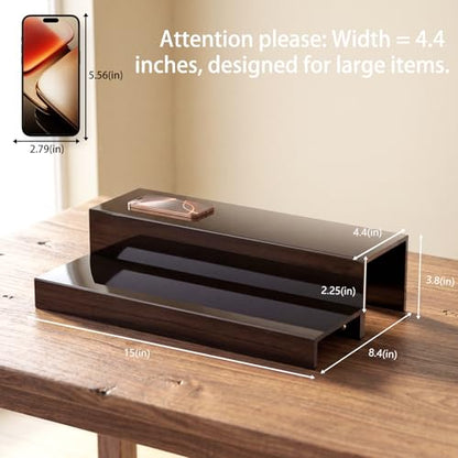 JUESHA 2 Tier Liquor Bottle Display Shelf - color: Black