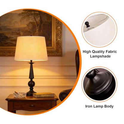 Traditional Table Lamp Rustic Farmhouse Table Lamps for Living Room Bedroom - color: Black