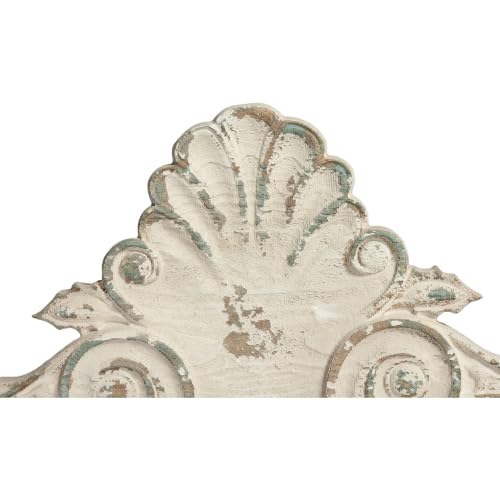 SOFE 33" Handmade Distressed White Finish Wooden Scroll Over The Door Decor