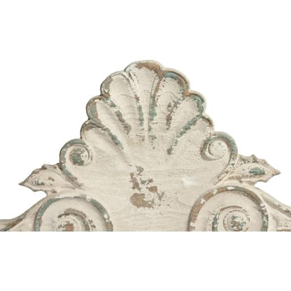 SOFE 33" Handmade Distressed White Finish Wooden Scroll Over The Door Decor